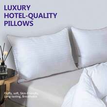 Deluxe 5 Star Hotel Quality Pillows, King Bed Size - Deep Sleep Neck Support Pillow, Hypoallergenic Inserts, Down Altemative Pillow,Cervical Pillows For Bed, Mother Day Gift,Living Room & Bedroom Decor,Spring Home Refresh - Trắng Tím - Xem 3