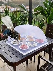 2pcs Large Pop-Up Mesh Food Covers, White Nylon & Plastic Breathable Collapsible Food Umbrella Tents, Ideal For Outdoor Dining, Camping, BBQ, Insect-Free Cooking Parties, Picnics, Ramadan - Foldable & Washable | Perfect For Outdoor Picnics, BBQs And Gatherings | Insect-Proof | Transparent Mesh Design | Portable Food Gazebo (Color & Style Randomly Sent) - White - View 12