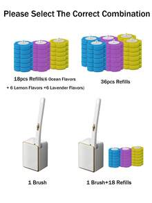一套全新一次性马桶刷套装，包含一次性淋浴刷、可替换刷头、长柄刷套装、带清洁液的马桶刷、可溶性刷头，易于去除污渍，浴室配件，壁挂式马桶刷，彻底清洁浴室，适用于家庭、宿舍、开学季、国庆节、圣诞节及其他节假日。