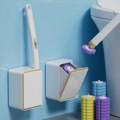 Bộ cọ vệ sinh nhà tắm dùng một lần mới, bao gồm cọ tắm dùng một lần, đầu cọ thay thế, bộ cọ cán dài, cọ vệ sinh nhà tắm kèm dung dịch tẩy rửa, đầu cọ tan trong nước, dễ dàng loại bỏ vết bẩn, phụ kiện phòng tắm, cọ vệ sinh nhà tắm gắn tường, làm sạch phòng tắm kỹ lưỡng, thích hợp cho gia đình, ký túc xá, trường học, Quốc khánh, Giáng sinh và các ngày lễ khác.