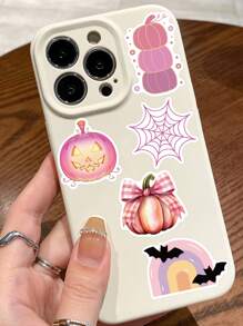 50pcs Pink Halloween Stickers Birthday Gift Birthday Decoration Graduation Season Gift For Handbook Journal Book Mug Fridge Skateboard Guitar IPad Decoration Material Stickers Wall Stickers Room Decor Wall Decor Wall Sticker Personalised Stickers Halloween Decor Home Decor Fall Decor