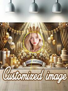 1pc Custom Birthday Backdrop Banner, Personalized With Name, , Birthday Party Decoration Pink Gold Rose, Birthday Photography Backdrop, Girl Birthday Celebration Cute Princess Backdrop For Photobooth Studio, Suitable For Party, Birthday Celebration, Anniversary