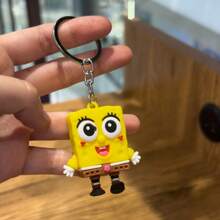 SPONGEBOB 6 piezas Lindo muñeco llavero del personaje animado Bob Esponja, colgante de mochila, regalo perfecto para parejas o fiestas (estilo aleatorio)