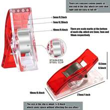 10/20/50/100个迷你随机颜色边缘定位夹塑料拼布夹缝纫夹规划夹织物DIY工艺品夹 - 彩色 - 查看 2