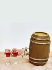 1:12 Dollhouse Accessory - Wooden Beer Barrel/Wine Barrel Set With Bucket Top, Mini Wine Glass/Beer Glass, Mini Wooden Beer Sign, DIY And Decorate Your Own Perfect Project!