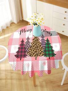 1 件卡通圣诞印花桌布，现代涤纶矩形/圆形防水桌布，适用于客厅、户外餐桌、小圆桌 - 黑與白 - 查看 10