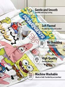 SPONGEBOB 1pc SpongeBob Printed Blanket - Warm Flannel, Multi-Color Digital Printing, All Season Tear-Resistant, Machine Washable, Suitable For Sofa, Bed, Office, Camping, Travel, Birthday And Holiday Gifts, Polyester Fiber, Holiday Gift | Retro Patchwork | Soft Flannel Material
