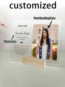 Personalized Graduation Photo Customization, Graduation Photo Comparison Photo Commemoration, Graduation Theme, Perfect Bedroom Display Rack, Graduation Commemoration, Leaving The Most Beautiful Graduation Memories, Wooden Base - Multicolor - View 6