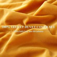 DIvellow Velvet Duvet Cover Queen Set Sage Green Comforter Cover 3Pcs Ultra Soft Cover Breathable Solid Luxury Flannel Velour Duvet Cover Zipper Closure Corner Tie - 金色 - 查看 5