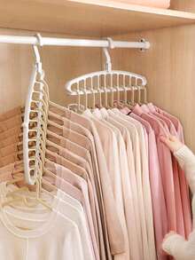 1pc 11-Hole Multi-Functional Seamless Clothes Hanger, Dorm & Home Use Magic Drying Rack, Bedroom Wardrobe Storage Organizer - Multicolor - View 1