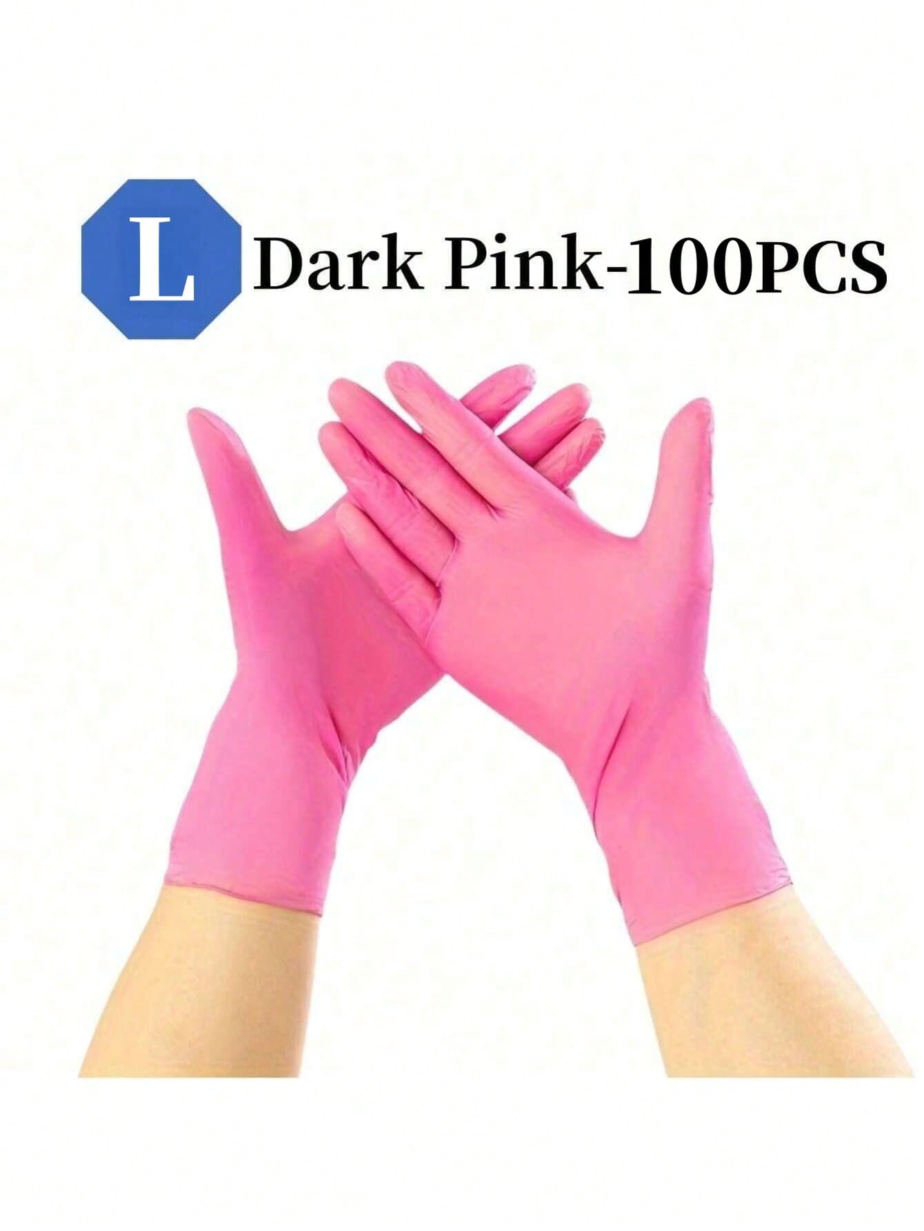 100 قفاز اللون الوردي الداكن، متوفر في المقاسات S,...