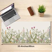Large Vintage Floral Non-Slip Rubber Desk Mat - Cute Flowers Design Keyboard Pad For Office & Gaming, Soft Rubber Mousepad With Stylish Patterns For PC And Laptop Workspace, Computer Desk Mat