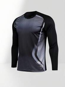 2pcs/Set Goalkeeper Jersey With Foam Elbow Pads, Chest Anti-Slip Rubber Strips, Long Sleeve Breathable Quick-Dry Striped T-Shirt + Goalkeeper Shorts With Elastic Waist, Suitable For Training And Matches