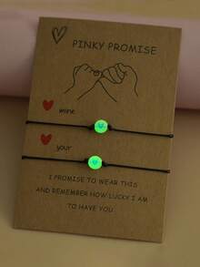 1pc Heart Luminous Retro Bracelet, Boy And Girl Multi-Color Luminous Friendship Bracelet Set, Graduation Season Gift, Back To School Season Birthday Gift Jewelry Set