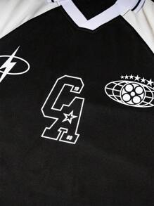 Camisa polo de fútbol con bloqueo de color casual y suelta para hombre, primavera/verano