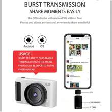 High-Definition Digital Camera 1500mAh 16X Zoom Optional Wide-Angle Lens Retro 2.8 Inch Flip The Screen 64M Pixel 4K HD Video White Black Silver For Boyfriend And Girlfriend(White)