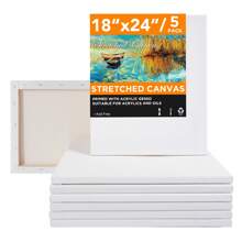 8x8 Inch Stretched Canvas For Painting, Pack Of 8, 5/8 Inch Profile Value Bulk Pack For Acrylics, Oils Painting,Back To School,School Supplies