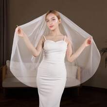 1 Peça Véu de Noiva de Tule Nude Macio, Acessório para Fotografia de Casamento