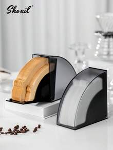 shoxil 1 个带防尘盖的咖啡滤纸架，咖啡过滤器储存容器，滤纸盒，容量为 150 个锥体或过滤器 - 濾紙盒 - 查看 2