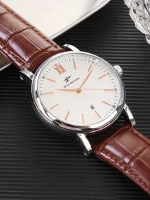 RICECGO RICECGO 1-delig herenhorloge, modieus casual sporthorloge met quartzhorloge, PU-leren band, geschikt voor werk, reizen, zakelijke activiteiten en cadeaus voor de start van het schooljaar