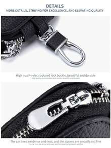 Portachiavi compatto in pelle vera con custodia per auricolari - leggero, portabile, porta chiavi d'auto e organizzatore per cuffie senza fili - opzioni colore nero, marrone, rosa, custodia portatile | portachiavi | chiusura durevole, regalo anniversario, regalo divertente, piccoli regali, idee regalo