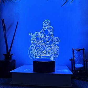 1pc Creative 7-Color Night Light, RGB Touch 3D Motorcycle Racing Decor Lamp, Motorcycle Decoration Small Night Light, A Gift For Friends And Girlfriends