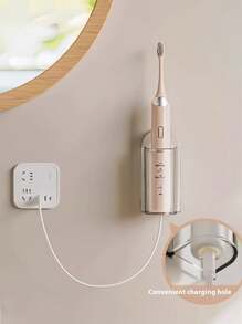 Self-Adhesive Electric Toothbrush Holder, Wall Mount Bathroom Storage Rack, No Power Required, Convenient Installation, Suitable For Christmas/Halloween Gifts & Decoration Home Bathroom Decor Fall Decor.Electric Toothbrush Holders For Bathroom, Wall Mounted Clear Electric Toothbrush Organizer, Self Adhesive Bathrooms Toothbrush Storage For Shower, Saving Space And Keep Drying. Back To School