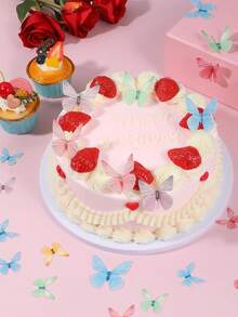 Bộ 36/72 món trang trí bánh hình bướm nhiều màu sắc, trang trí bánh sinh nhật chủ đề cổ tích, thích hợp cho kỷ niệm ngày cưới, tiệc mừng em bé, trang trí tiệc sinh nhật, trang trí bánh mùa xuân/hè. - Nhiều màu - Xem 6