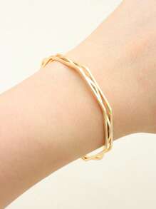 1 Peça Bracelete Minimalista de Moda Assimétrico 3D com Linhas Geométricas Triângulo na Cor Dourada