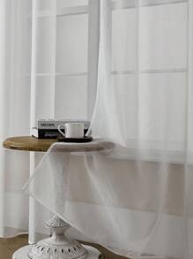 1pc Elegant Semi-Sheer Curtains - Soft Lightweight Breathable 100% Polyester, Privacy Semi-Transparent Light Filtering For Bedroom Living Room Patio Glass Doors, Rod Pocket Design, Machine Washable, Multi-Color Options, Bedroom Curtains | Elegant Curtain Design | Easy Hang Curtains, Curtains For Living Room