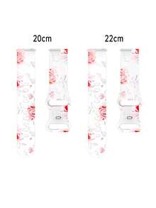 1 条柔软舒适的透明硅胶表带，带有彩色花卉印花，兼容三星 Galaxy Watch 7 FE 6 5 4 40mm/44mm、Watch 5 Pro 45/44mm、Watch 6 43mm/40mm、Watch 4/5 40mm Classic 46mm、20mm 22mm 轻松快速释放，防水、防汗，时尚优雅，适合年轻女性 - 無色 - 查看 5