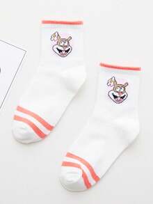 SPONGEBOB 1/3/5双装女士透气高弹卡通海绵宝宝印花中筒袜，吸湿排汗抗菌除臭时尚趣味表情薄款船袜，适合夏秋穿着 - 彩色 - 查看 14