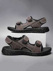 Men's Sport Sandals, Adjustable Hook-Loop Closure, Suitable For Outdoor Sports, Wear-Resistant Sole - Brown - View 1