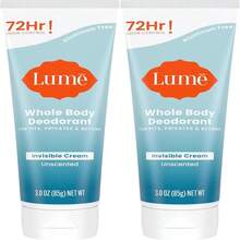 Lume Whole Body Deodorant - Invisible Cream Tube - 72 Hour Odor Control - Aluminum Free, Baking Soda Free, Skin Safe - 3.0 Ounce (Pack Of 2) (Soft Powder) - Unscented - 查看 1