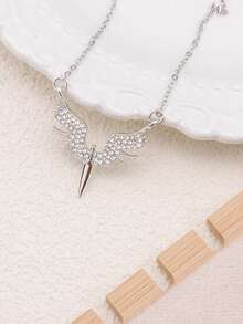 1 件男女通用天使翅膀项链，个性化设计高端休闲配饰，适合万圣节、音乐节和其他节日 - 銀色 - 查看 8