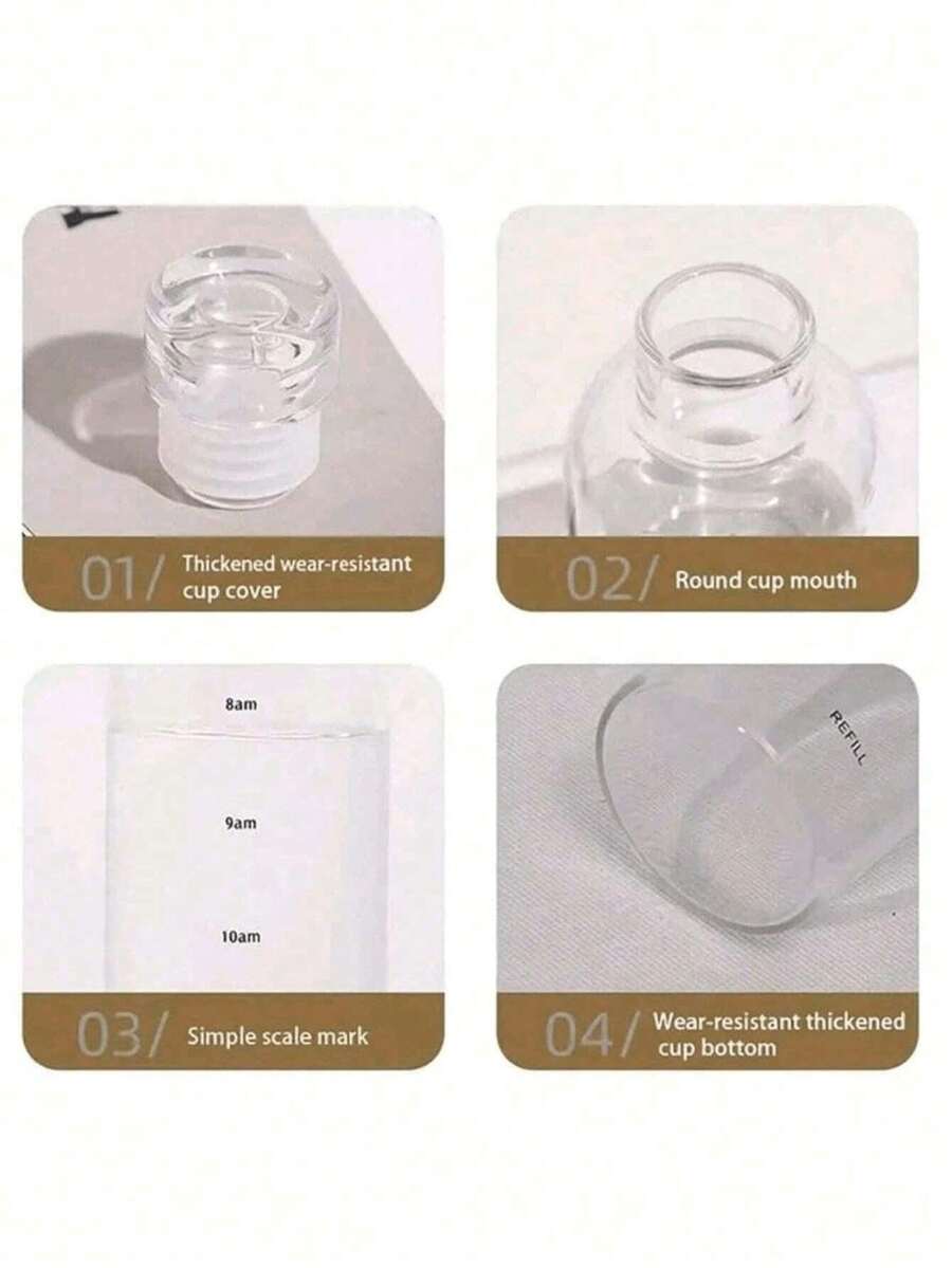 1个500毫升/750毫升塑料运动水瓶，大容量，防漏，带时间标记，创意防摔 - 無色 - 查看 1