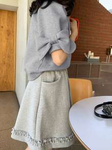 Women's Stylish Short Sleeve Casual Loose Round Neck T-Shirt, Versatile - Grey - View 4