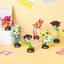 Miniso The Powerpuff Series Western Rose Blind Box Figure Cartoon Cute Desktop Decoration Ornament Toy Gifts (Random Delivery,1pc)