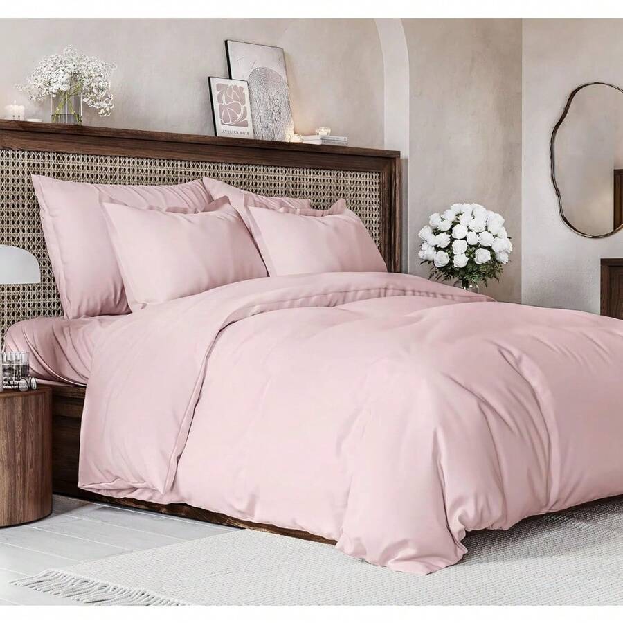Cover Queen Size Set - Extra Soft Queen Size Duvet Cover 90 X 90 With 2 Pillow Shams - Hotel Luxury Easy Care And Fade Free W/ Zipper Closures & Ties - Breathable Bedding Set (Light Sage Green) - 33 - 薰衣草粉紅(無被子) - 查看 1