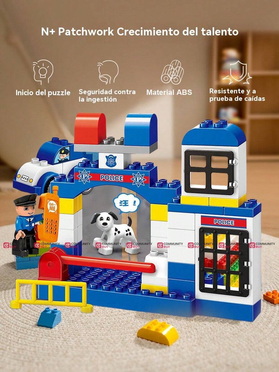 Juguete de Construcción de Bloques Educativos para Niños: Estación de Policía en el Centro de la Ciudad, 73 Piezas, Aptos para 3+ Años