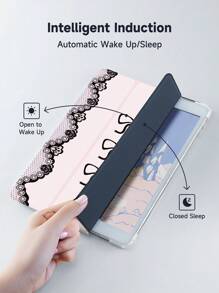 Ayotu Funda con lazo de encaje compatible con iPad de 10.2 pulgadas 2021/2020 iPad 9.°/8.° generación, compatible con Samsung Galaxy Tab A8 de 10.5 pulgadas 2022, compatible con Huawei Matepad 10.4/Tab, con soporte para bolígrafo, admite tapa de suspensión/activación automática, funda protectora de moda