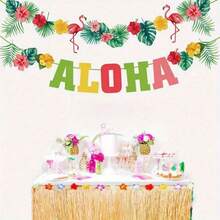 Hawaiian Party Decorations Flamingo Garlands Hawaii Luau Tropical Party ALOHA Banner For Summer Beach Birthday Party Decoration Luau Party Supplies Tropical Theme Summer Beach Pool Party Decorations Luau Birthday Party Decor