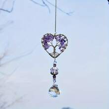 1pc Amethyst Sun Catcher Crystal Stone Rainbow Made Hanging Window, Home Decoration, Car Accessories - Amethyst Tree Of Life - View 7