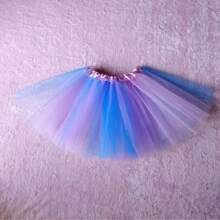 1pc 30cm Colorful Skirt Rainbow Tutu Skirt Yarn Skirt Mesh Puff Skirt Girl Rainbow Half Body Yarn Skirt