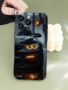 1pc Car Pattern Shockproof Black TPU Phone Case Cover Compatible With Iphone 16 15 14 13 12 11 Pro Max, A55/54/53/52, S20FE/21/22/23/24/25 Waterproof Anti-Fall Scratch Resistant - Multicolor - View 2