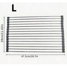 1 pieza Escurridor de cocina multifuncional S/M/L multicolor, con tapete de secado, estante con rodillos antideslizantes, escurridor plegable para fregadero, almacenamiento conveniente, apto para cocina, comedor, acero inoxidable - Multicolor - Ver 11