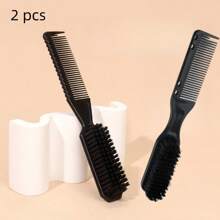 Peigne multifonctionnel pour hommes, brosse à cheveux pour hommes, outils et accessoires capillaires pour hommes, peigne convenant aux hommes. Une brosse à double usage pour la coiffure et la mise en forme de la barbe, avec un design de peigne et de brosse. Un peigne à double usage pour coiffer les cheveux naturels et les sourcils. Outils capillaires, produits capillaires et accessoires pour les essentiels de voyage de salon de coiffure. Outil de mise en forme de la barbe pour hommes, peigne à texture de brosse, outil de coupe de cheveux, peut prendre soin de la barbe et peigner les cheveux