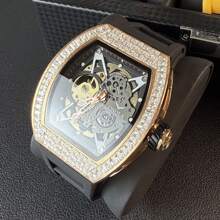 ONOLA ONOLA-3838F Men's Wine Barrel Shaped Hollow Tourbillon Series Mechanical Watch With Automatic Chain Winding And Sequin Decoration, Business And Leisure Style, Ideal Gift For Men