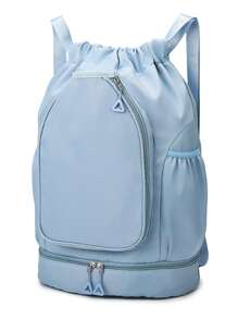 1 pieza Mochila deportiva con separación de húmedo y seco, cierre de cordón, material de nailon, adecuada para natación, playa, vacaciones de verano, puede contener baloncesto, raqueta de bádminton, etc.