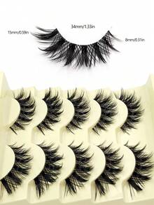 Asiteo 5 Pairs Cartoon Style False Eyelashes, Fluffy And Soft Wear, Faux Mink Material, Naturally Extend Outer Corner Of Eyes, Reusable, Create Charming Eyes - 尖尾漫畫款 - 查看 2